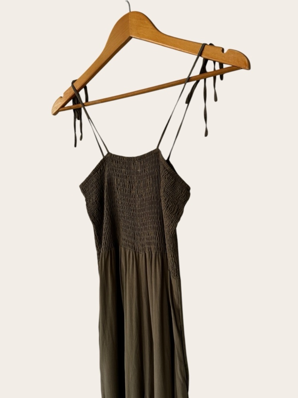 Urban Outfitters Olive Smocked Tie-Strap Jumpsuit - Picture 12 of 14